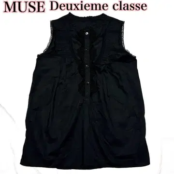 두즈엠클래스 MUSE 자수 블랙 레이스 블라우스 핀턱