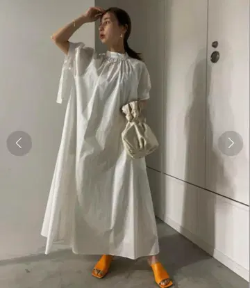 아메리 코튼 컬러 볼륨 드레스