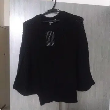 GALLEST 블랙 메쉬 케이프 니트