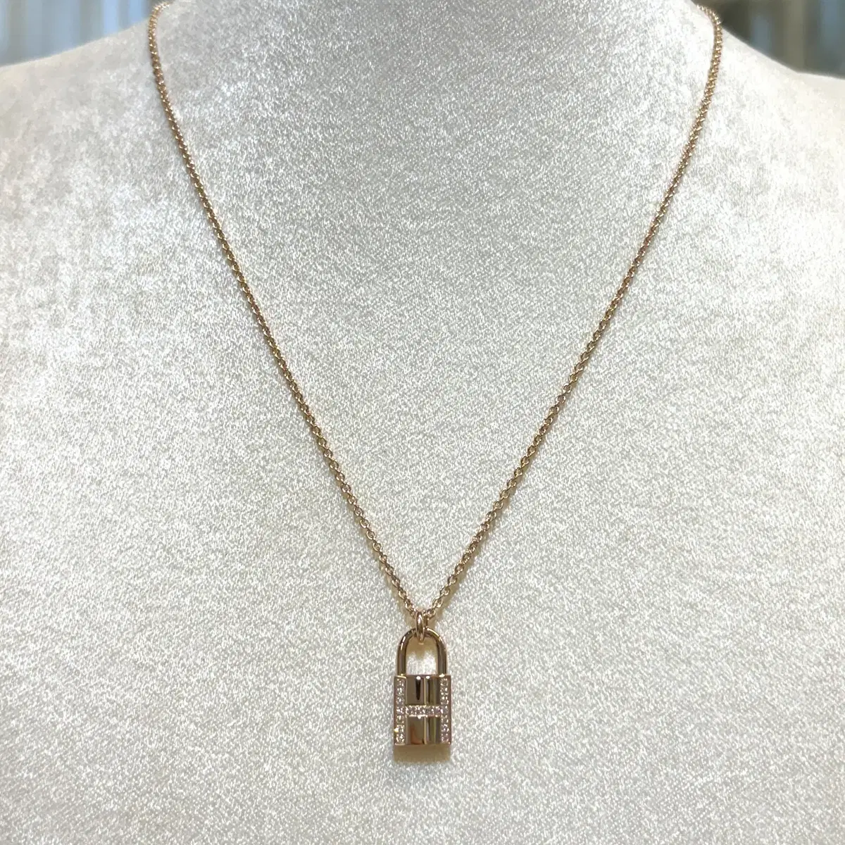 Hermes Kelly Cadenas Pendant dia Necklace 18K-H052803