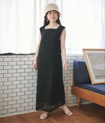 mil chiii 밀 블랙 레이스 롱 원피스 작은 키 신상품 미사용 S