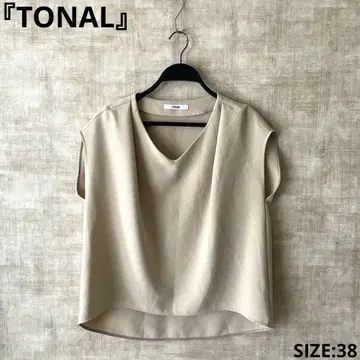 일본제 [TONAL] V 넥 블라우스 프렌치 슬리브 블라우스 SIZE38