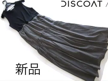 새상품 Discoat/디스코트 이소재 도킹 티어드 원피스/BK