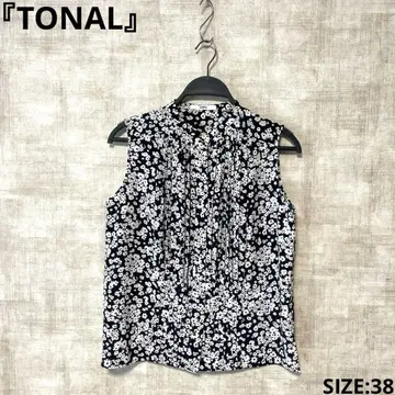 일본제 [TONAL] 꽃무늬 슬리브리스 블라우스 SIZE38