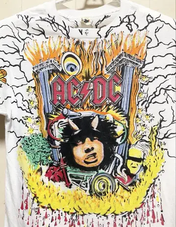 USA제 AC/DC 밴딩 티셔츠 L 락 티 뮤직 티 양면 프린트