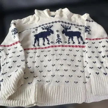 157 랄프 로렌 루돌프 무늬 후드 아이보리 스웨터 L 폴로