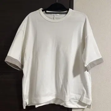 CINOH studious 별주 소매 린넨 콤비 T