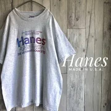 올드 USA제 Hanes 헤인즈 로고 프린트 티셔츠 빈티지