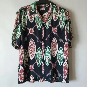 선서프 SUNSURF 알로하 셔츠 오픈 카라 셔츠 창 방패 패턴
