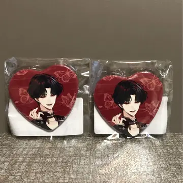 몽환루와 잠들지 않는 나비 동여우 쿠츠하 하트형 캔뱃지 2개 세트