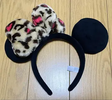 디즈니 리조트 미니 마우스 레오파드 무늬 리본 머리띠 가격 대폭 인하