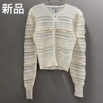 자라 ZARA 레이스 시스루 니트 가디건 썸머 니트 긴팔 M