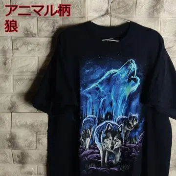 애니멀 무늬 티셔츠 늑대 빈티지 TS-269