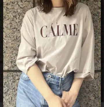 MICA&DEAL 운모 앤 딜 CALME 롤 슬리브 7부 소매 프린트 T