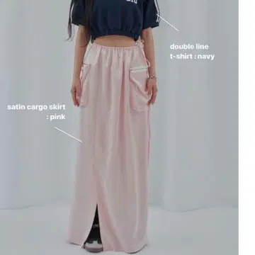 GIUNON 새틴 카고 스커트 핑크
