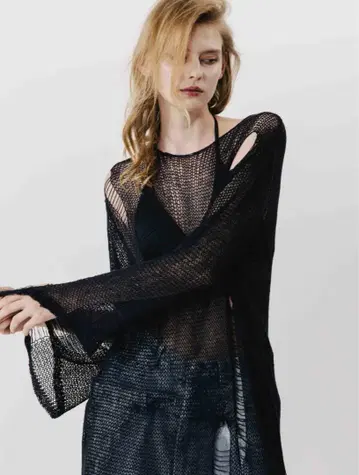 THE TOE brighton damage knit Black S 사이즈