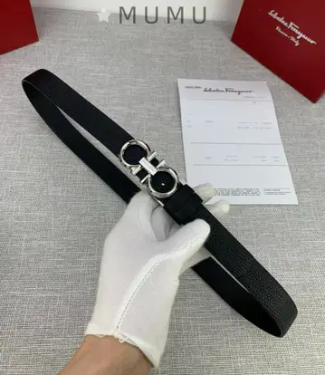 페라가모 간치니 버클 벨트 2.5cm 소가죽