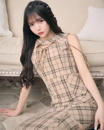 미셸 마카롱 바이어스 체크 머메이드 원피스