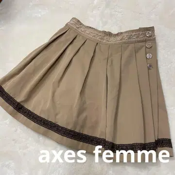 엑시즈팜 베이지 스커트 팬츠 블랙 레이스 장식 버튼 axes femme