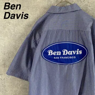 Ben Davis 히코리 워크 셔츠 반팔 와펜 스트라이프 L 사이즈