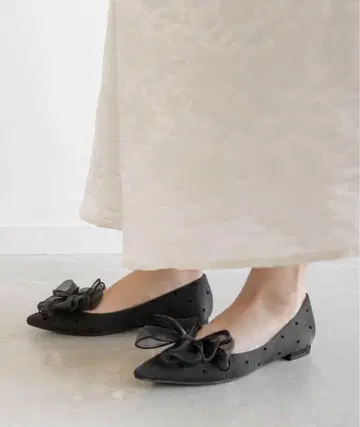 펌프스 3E 2WAY 시어 리본 플랫 펌프스 22cm
