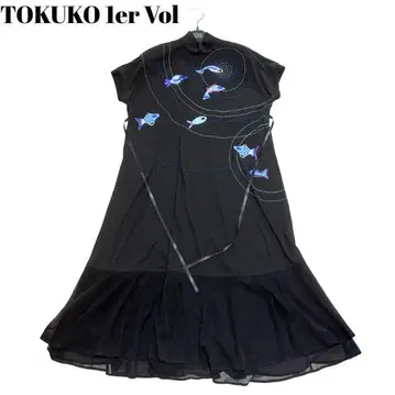 미사용 보관품 TOKUKO 1er Vol 롱 드레스 플레어 A 라인 자수