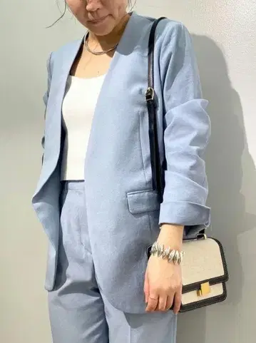 Spick & Span 린넨 라이트 노카라 자켓 셋업 38