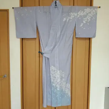 스카이블루 꽃무늬 호몬기 단이 여름 아이템 일본 의류