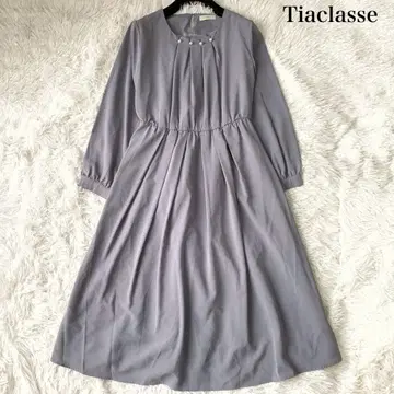 Tiaclasse 그레이 플레어 원피스 허리 밴딩