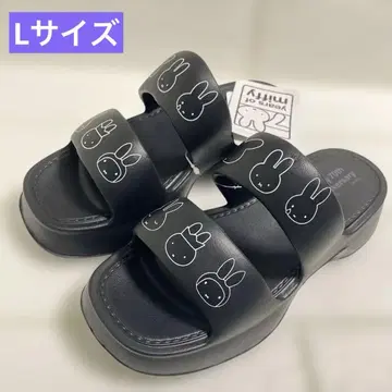 미피 프린트 샌들 L 블랙 귀여운 세련된 개성 캐주얼 새상품