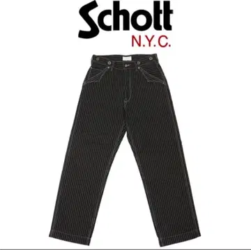 Schott 블랙 스트라이프 와이드 팬츠 32