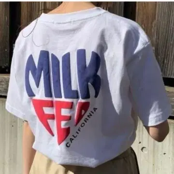 MILK FED. 하트 로고 화이트 백 프린트 티셔츠 반팔