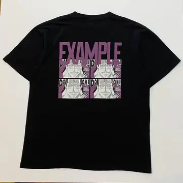 EXAMPLE 원피스 콜라보 크로커다일 양면 프린트 티셔츠 블랙 XL