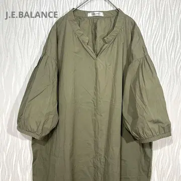 J.E.BALANCE 벌룬 슬리브 롱 원피스 4L 넉넉한