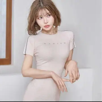 Darich 미니 원피스 반팔 라인 파일 니트 미니 원피스 Free