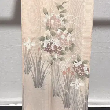 D127 여름 기모노 호몬기 창포 수국 명주 순수 실크 컨디션 최상