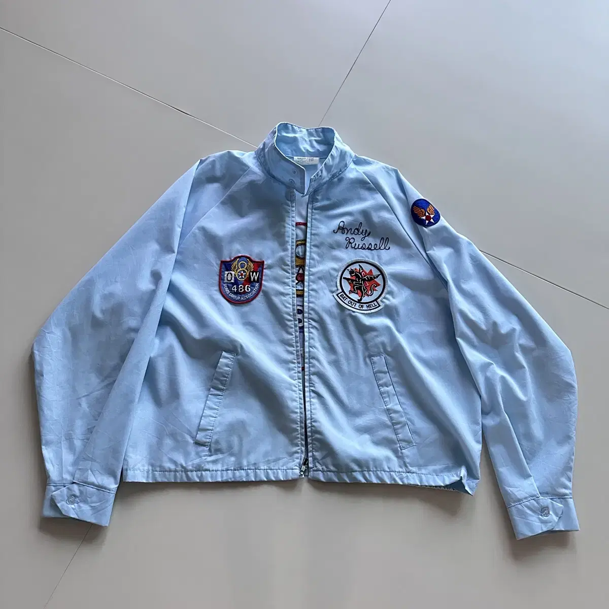 70s 킹루이 와펜 자수 해링턴자켓 Usa made