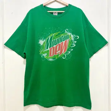 00s 멕시코제 마운틴 듀 기업 t 그린 로고 프린트 t XL