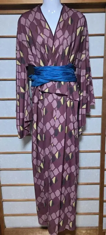 유루 기모노 기하학 패턴