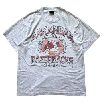 90's USA제 ARKANSAS RAZORBACKS 티셔츠 그레이