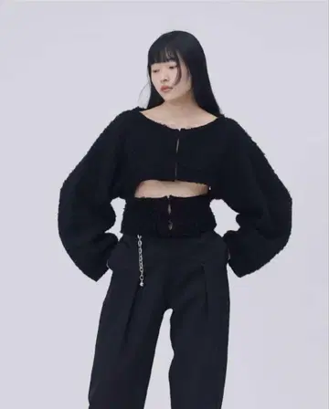 FETICO [컷아웃 브러시드 니트 카디건]