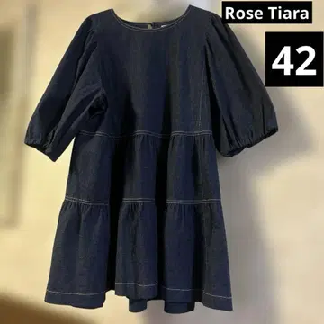 새상품급 빅 사이즈 42 로즈 티아라 데님 튜닉 풀오버