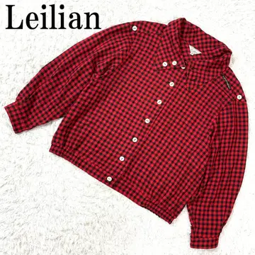 Leilian 레리안 셔츠 블루종 체크 레드 9 B632