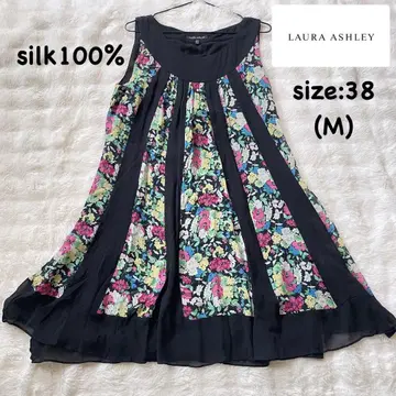 LAURA ASHLEY 원피스 플레어 실크 100% 꽃무늬 사이즈 38