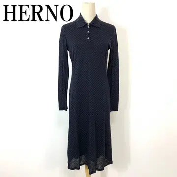 HERNO 헤르노 롱 원피스 올 패턴 네이비 46 B640
