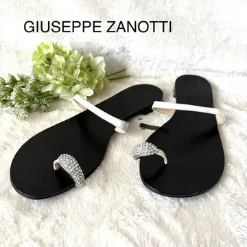 GIUSEPPE ZANOTTI 플립플랍 샌들 크리스탈 비쥬 블랙 38
