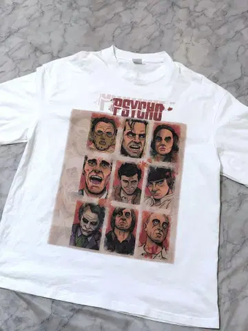 호러 영화 PSYCHO 조커 스크린 티셔츠 화이트 2XL 티셔츠