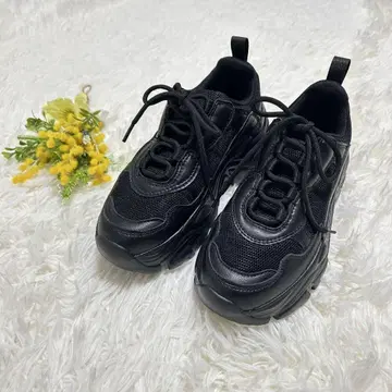 렙심 통굽 스니커즈 블랙 M 사이즈 23cm 경량 롱 레그 효과