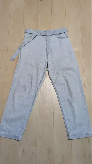 블러름 셀비지 데님 롱 벨트 팬츠3