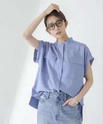 나노 유니버스 멜란지 드라이 스탠드 포켓 셔츠